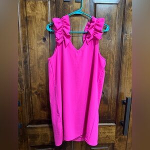entro Hot Pink Ruffle Strap Mini Dress